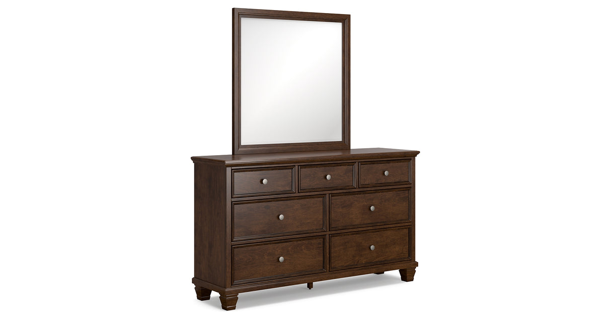 Danabrin King Panel Bed with Mirrored Dresser and Nightstand in Brown from Ashley - Luna Furniture
