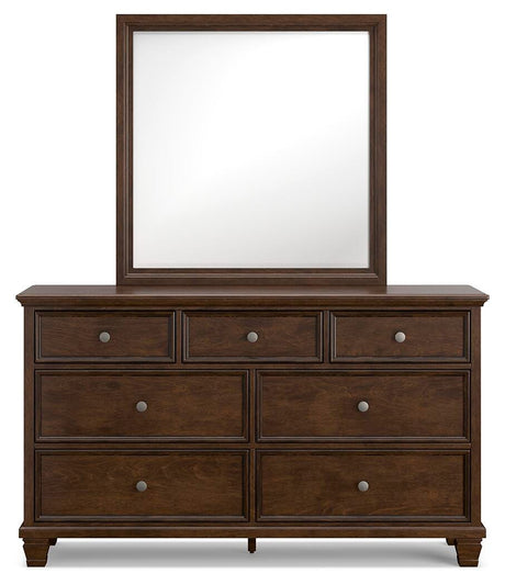 Danabr Brown King Panel Bed with Mirrored Dresser from Ashley - Luna Furniture