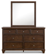 Danabrin Brown Full Panel Bed with Mirrored Dresser from Ashley Furniture - Luna Furniture
