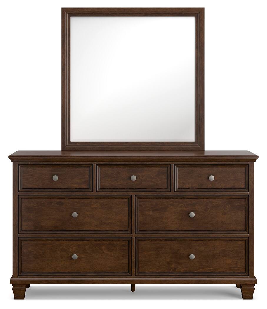 Danabrin King Panel Storage Bed with Mirrored Dresser in Brown from Ashley Furniture - Luna Furniture