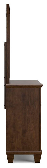 Danabrin Brown California King Panel Bed with Mirrored Dresser from Ashley Furniture - Luna Furniture
