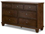 Danabrin Brown Cherry Wood Twin Panel Bed, Dresser and Nightstand from Ashley Furniture - Luna Furniture