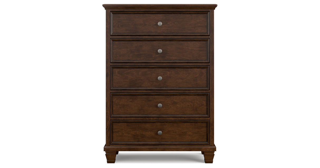 Danabrin California King Panel Storage Bed with Dresser and Chest in Brown from Ashley - Luna Furniture