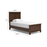 Danabrin Brown Cherry Wood Twin Panel Bed, Dresser and Nightstand from Ashley - Luna Furniture