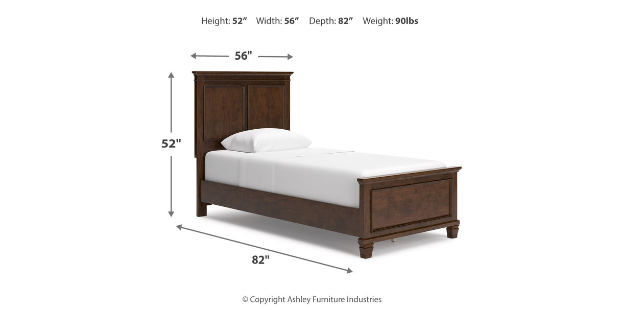 Danabrin Twin Panel Bed with Mirrored Dresser and Chest in Brown from Ashley Furniture - Luna Furniture