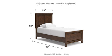 Danabrin Twin Panel Bed with Mirrored Dresser, Chest and 2 Nightstands in Brown from Ashley Furniture - Luna Furniture