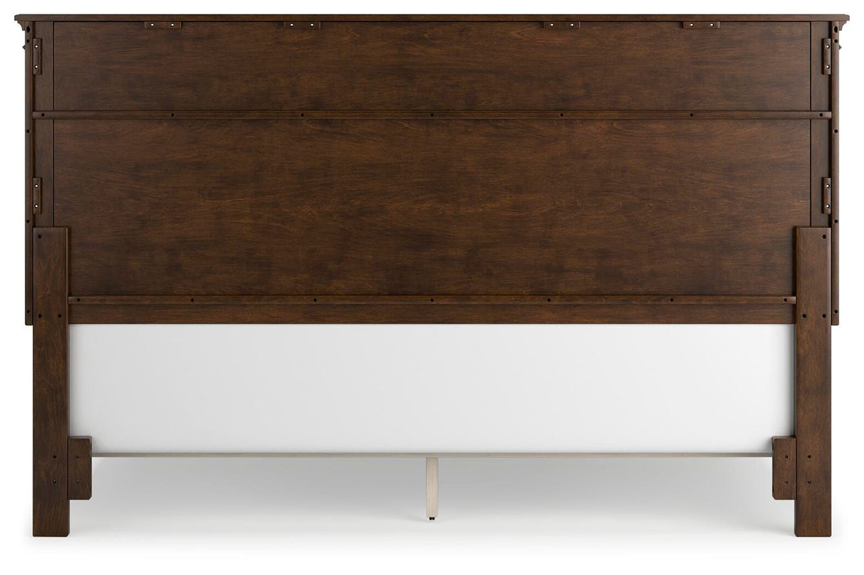 Danabr Brown King Panel Bed with Mirrored Dresser from Ashley Furniture - Luna Furniture