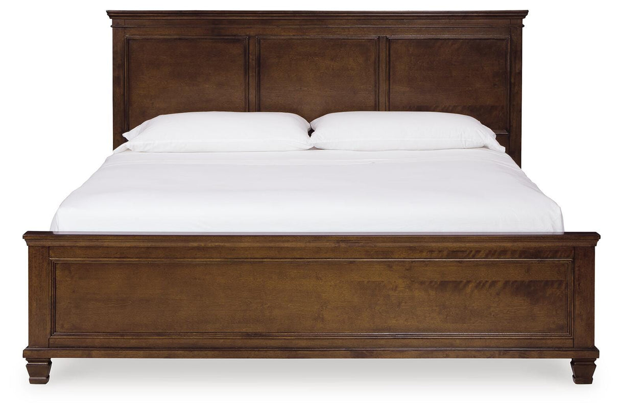 Danabr Brown King Panel Bed with Mirrored Dresser from Ashley Furniture - Luna Furniture