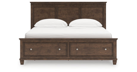 Danabrin California King Panel Storage Bed with Mirrored Dresser in Brown from Ashley - Luna Furniture