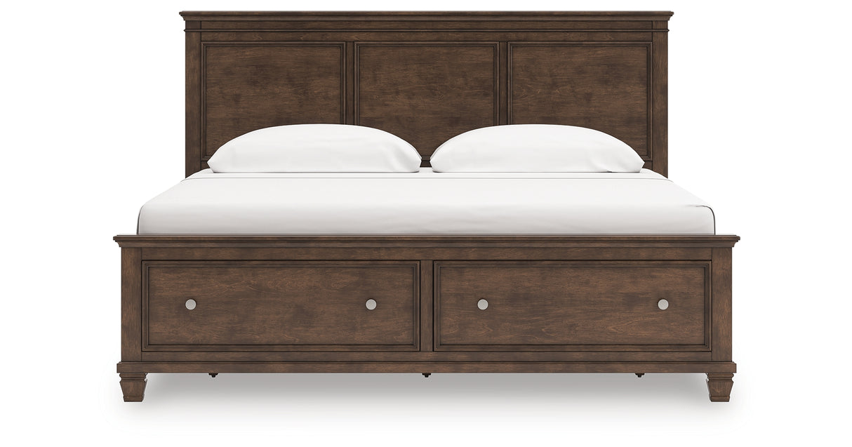 Danabrin King Panel Storage Bed with Mirrored Dresser and Nightstand in Brown from Ashley - Luna Furniture