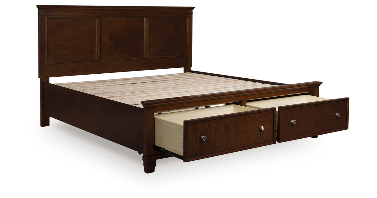 Danabrin King Panel Storage Bed with Mirrored Dresser and Nightstand in Brown from Ashley - Luna Furniture