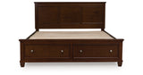 Danabrin King Panel Storage Bed with Mirrored Dresser and Nightstand in Brown from Ashley - Luna Furniture