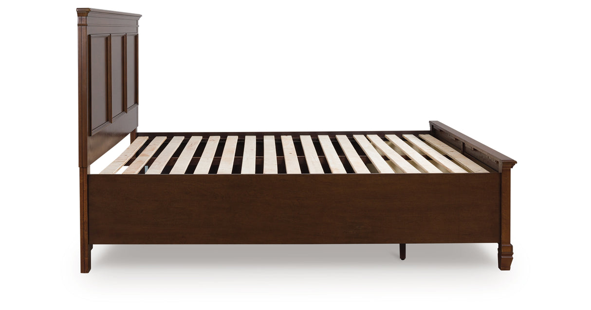 Danabrin King Panel Storage Bed with Mirrored Dresser and Nightstand in Brown from Ashley - Luna Furniture
