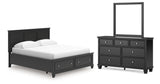 Lanolee California King Panel Storage Bed with Mirrored Dresser in Black from Ashley - Luna Furniture
