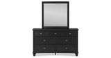Lanolee Twin Panel Bed with Mirrored Dresser in Black from Ashley Furniture - Luna Furniture