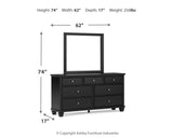 Lanolee King Panel Bed with Mirrored Dresser and 2 Nightstands in Black from Ashley Furniture - Luna Furniture