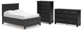 Lanolee Full Panel Storage Bed with Dresser and Chest in Black from Ashley Furniture - Luna Furniture