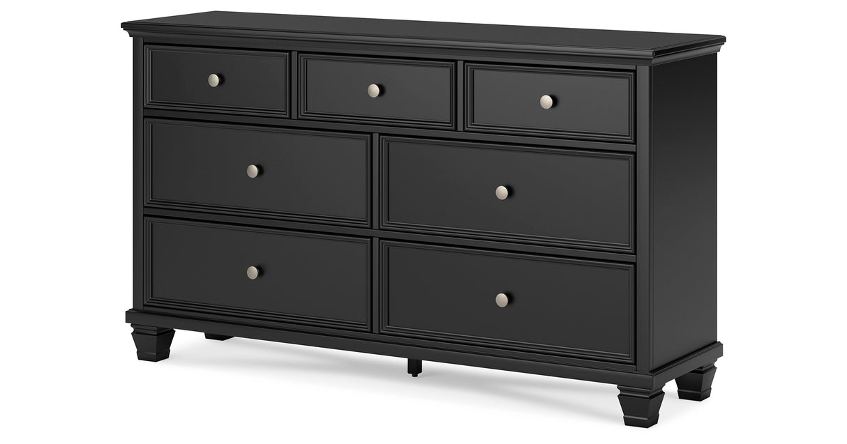 Lanolee Queen Panel Storage Bed with Dresser in Black from Ashley - Luna Furniture