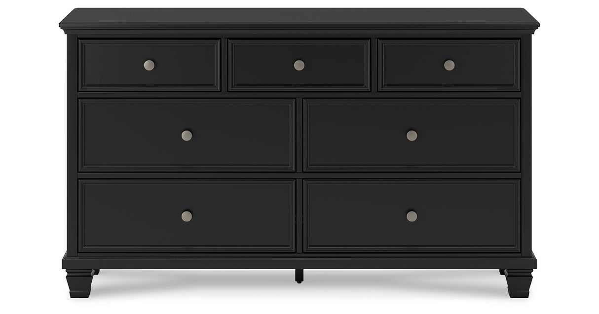 Lanolee Queen Panel Storage Bed with Dresser and Chest in Black from Ashley Furniture - Luna Furniture