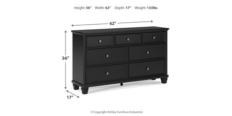 Lanolee California King Panel Storage Bed with Dresser and Nightstand in Black from Ashley - Luna Furniture