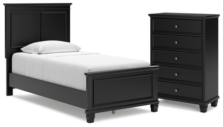 Lanolee Black Twin Panel Bed and Chest from Ashley - Luna Furniture