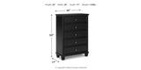 Lanolee Twin Panel Bed with Mirrored Dresser, Chest and Nightstand in Black from Ashley Furniture - Luna Furniture