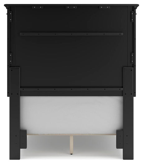 Lanolee Twin Panel Bed with Mirrored Dresser in Black from Ashley - Luna Furniture