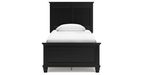 Lanolee Twin Panel Bed with Mirrored Dresser, Chest and Nightstand in Black from Ashley Furniture - Luna Furniture