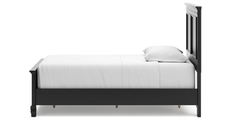 Lanolee Twin Panel Bed with Mirrored Dresser, Chest and Nightstand in Black from Ashley Furniture - Luna Furniture