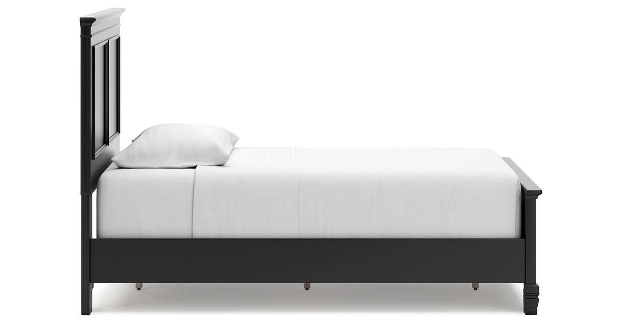 Lanolee Twin Panel Bed with Mirrored Dresser in Black from Ashley Furniture - Luna Furniture