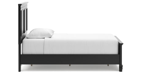 Lanolee Twin Panel Bed with Mirrored Dresser and Nightstand in Black from Ashley Furniture - Luna Furniture