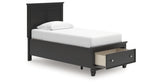 Lanolee Twin Panel Storage Bed with Dresser and Nightstand in Black from Ashley Furniture - Luna Furniture