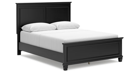 Lanolee Queen Panel Bed with Mirrored Dresser and Chest in Black from Ashley - Luna Furniture