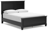 Lanolee Queen Panel Bed with Mirrored Dresser in Black from Ashley Furniture - Luna Furniture