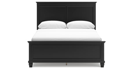 Lanolee Queen Panel Bed with Mirrored Dresser and 2 Nightstands in Black from Ashley - Luna Furniture