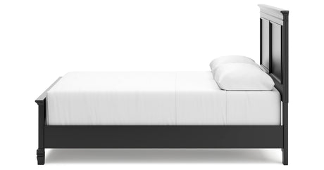 Lanolee Queen Panel Bed with Mirrored Dresser and Chest in Black from Ashley - Luna Furniture