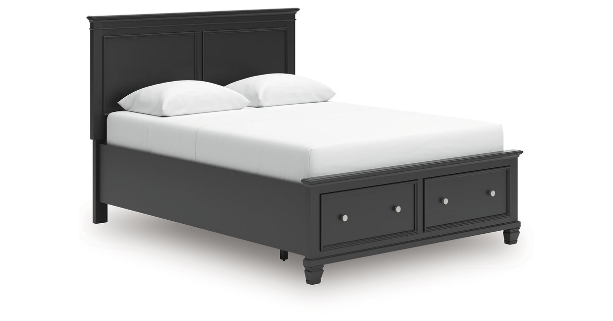 Lanolee Queen Panel Storage Bed with Dresser and Chest in Black from Ashley Furniture - Luna Furniture