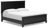 Lanolee California King Panel Bed with Mirrored Dresser in Black from Ashley Furniture - Luna Furniture