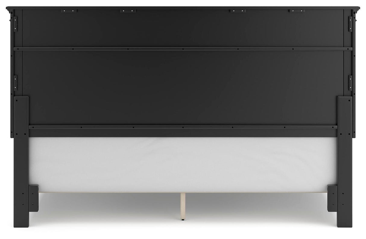 Lanolee California King Panel Bed with Mirrored Dresser in Black from Ashley Furniture - Luna Furniture