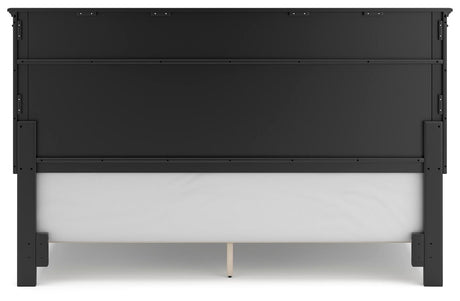 Lanolee California King Panel Bed with Mirrored Dresser in Black from Ashley - Luna Furniture