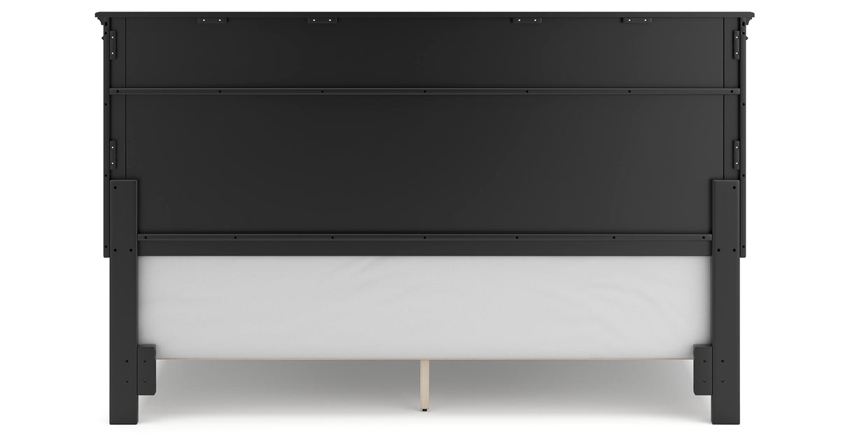 Lanolee California King Panel Bed with Mirrored Dresser, Chest and Nightstand in Black from Ashley Furniture - Luna Furniture