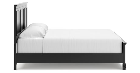 Lanolee California King Panel Bed with Mirrored Dresser and 2 Nightstands in Black from Ashley - Luna Furniture