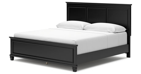 Lanolee King Panel Bed with Mirrored Dresser and 2 Nightstands in Black from Ashley - Luna Furniture