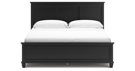 Lanolee King Panel Bed with Mirrored Dresser, Chest and 2 Nightstands in Black from Ashley - Luna Furniture
