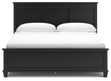 Lanolee King Panel Bed with Mirrored Dresser in Black from Ashley Furniture - Luna Furniture