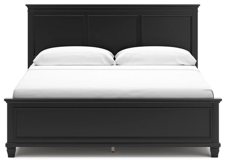 Lanolee King Panel Bed with Mirrored Dresser in Black from Ashley - Luna Furniture