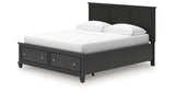 Lanolee California King Panel Storage Bed with Mirrored Dresser and Nightstand in Black from Ashley - Luna Furniture