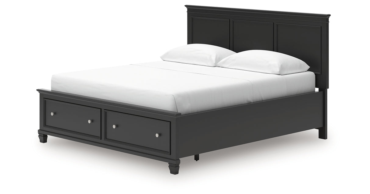 Lanolee California King Panel Storage Bed with Dresser and Chest in Black from Ashley Furniture - Luna Furniture