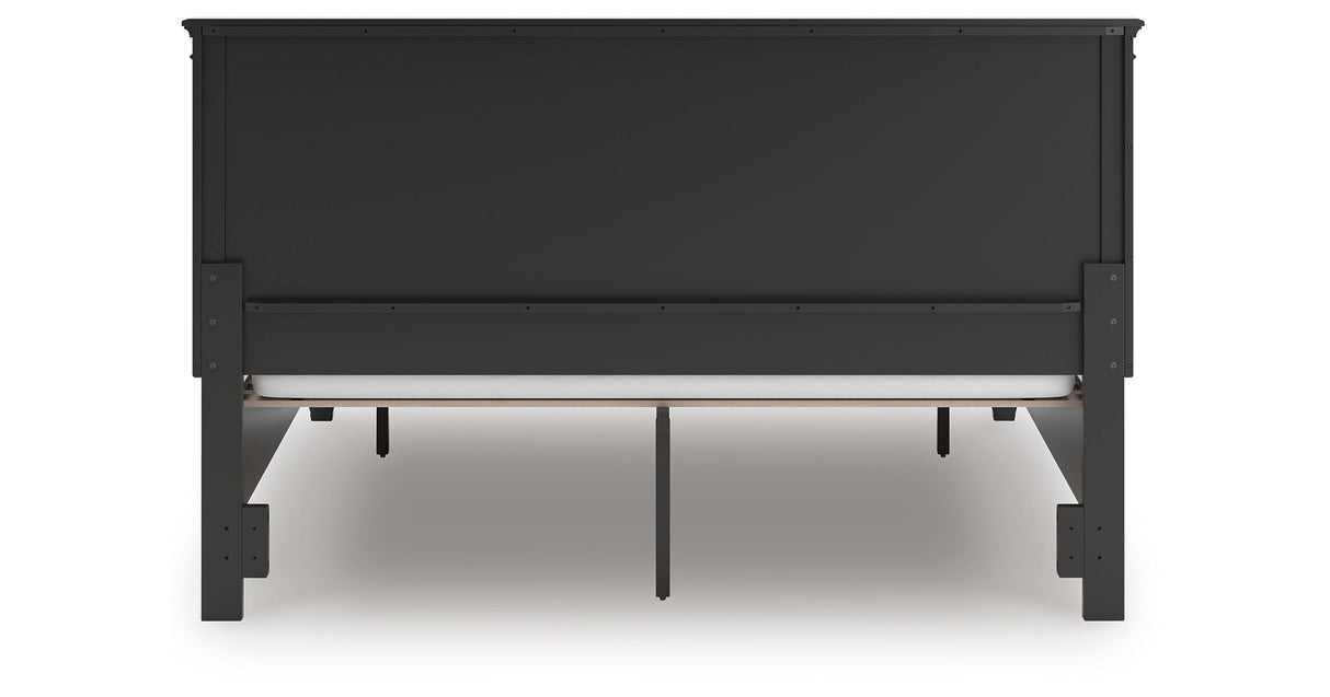 Lanolee California King Panel Storage Bed with Mirrored Dresser and Nightstand in Black from Ashley - Luna Furniture