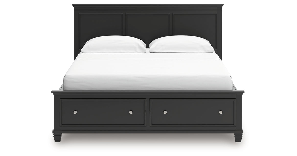 Lanolee California King Panel Storage Bed with Dresser in Black from Ashley - Luna Furniture